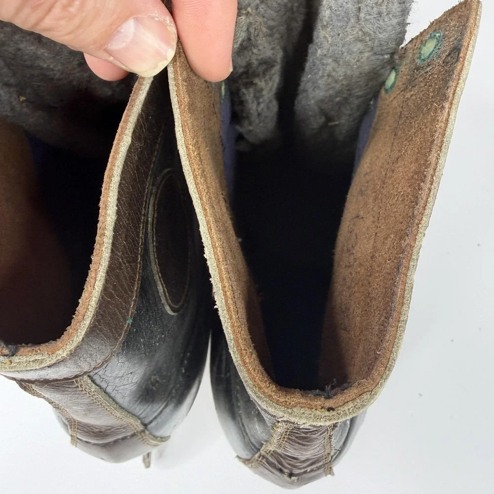 Vintage Starr Mfg REX Ice Skates Size 7.5 Black Brown Leather Canada Senior‎